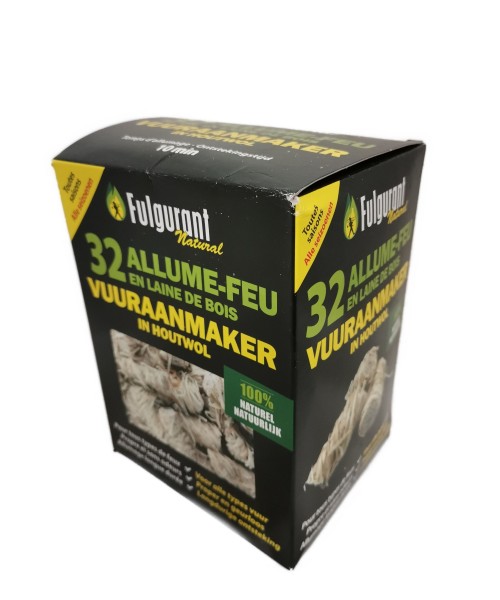 Allume Feu en laine de bois (paquet de 32 rouleaux)