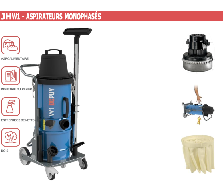 JHW1 - ASPIRATEURS MONOPHASÉS