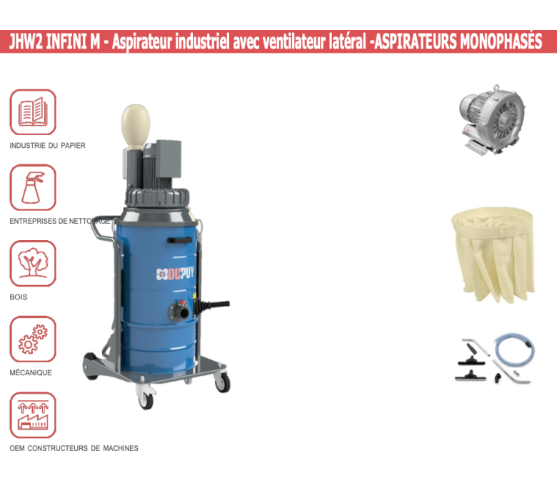 JHW2INFINIM - Aspirateur industriel avec ventilateur latéral - ASPIRATEURSMONOPHASÉS