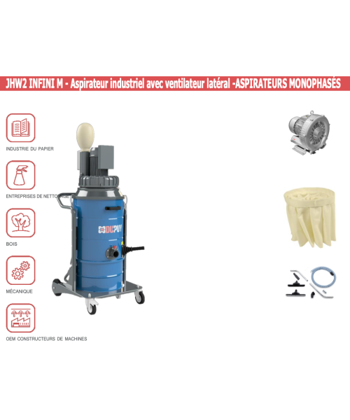 JHW2INFINIM - Aspirateur industriel avec ventilateur latéral - ASPIRATEURSMONOPHASÉS